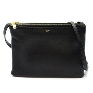 Celine Trio Large Shoulder Bag Leather Black